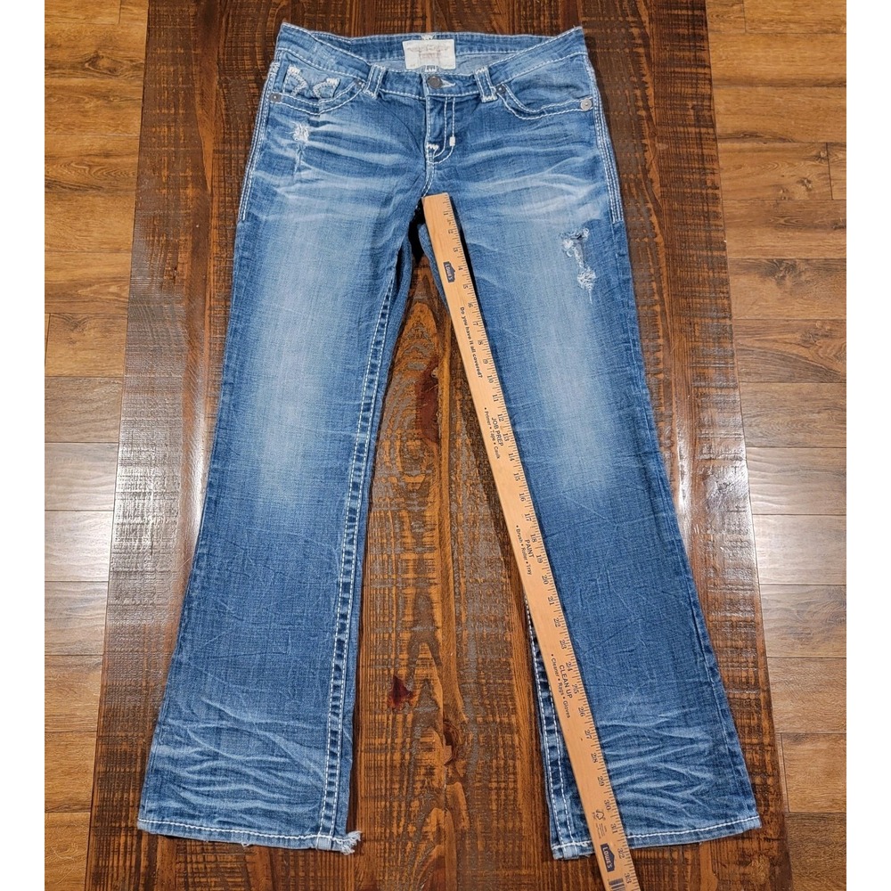 Big Star Jeans Womens 30 Reg Liv Boot Thick Stitch Distressed Western Cowboy